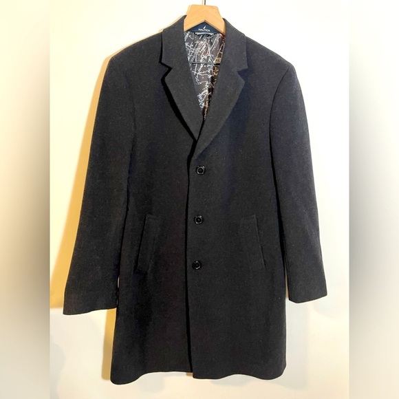 Nautica Barge Overcoat Classic Fit Wool Cashmere Blend Lined 40R Dark Gray $450 - Picture 2 of 15